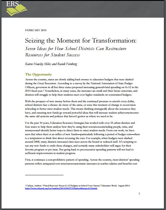 Seizing the Moment for Transformation