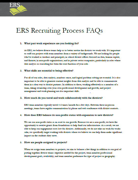 Working at ERS