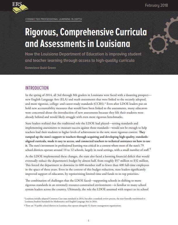 Rigorous, Comprehensive Curricula and Assessments in Louisiana