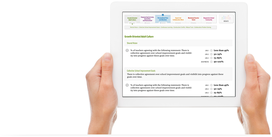 Preview of the survey on a tablet